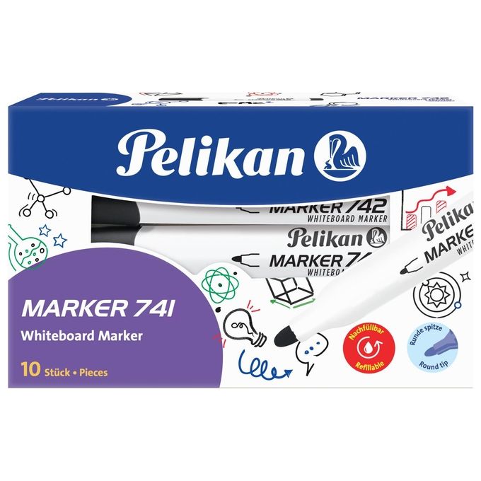 Pelikan Confezione 10 WhiteBoard Marker 741 Nero