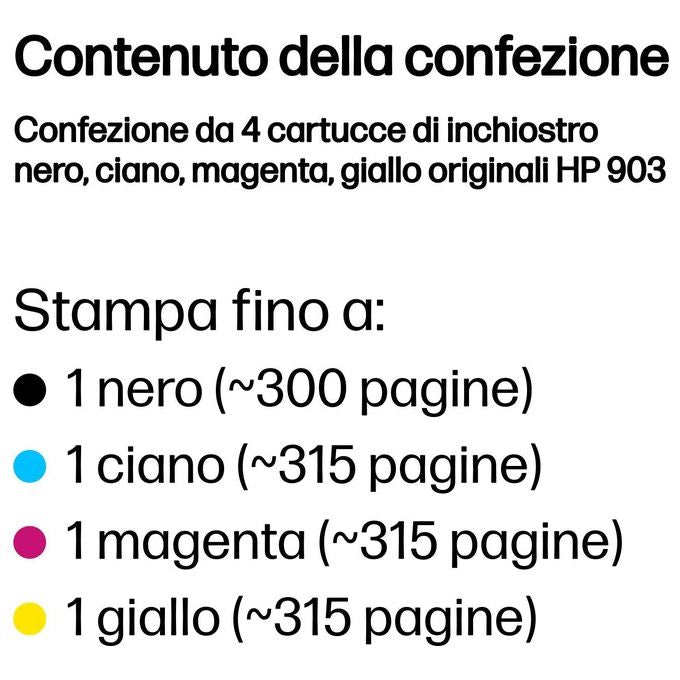 HP 903 Cartuccia Originale Resa Standard Nero-Ciano-Magenta-Giallo