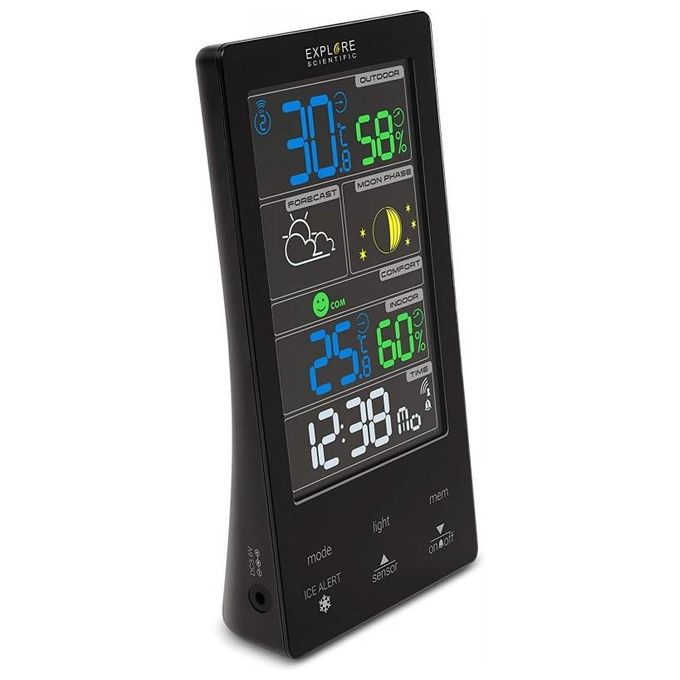 Explore Scientific Stazione Meteo con Display Touch a Colori Previsioni del Tempo Dual Alarm Fasi Lunari Bianco