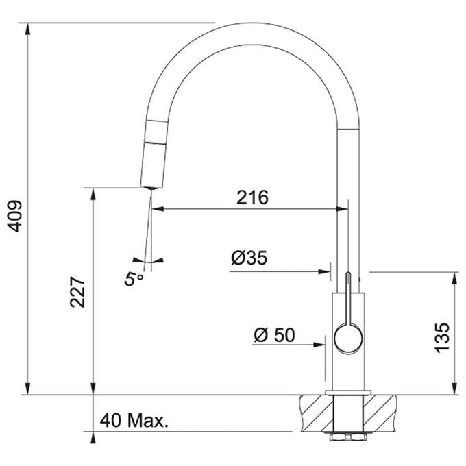 Franke Ambient Miscelatore monocomando con doccetta orientabile monogetto e canna girevole 360° Cromato-Bianco 115.0373.949