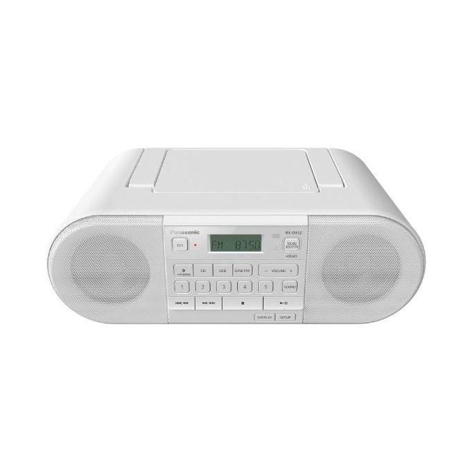 Panasonic RX-D552 Radio DAB+ Bluetooth Lettore Cd Design Vintage 20W Usb Telecomando Incluso Portatile Sound Booster Bianco