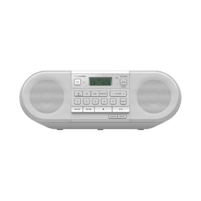Panasonic RX-D552 Radio DAB+ Bluetooth Lettore Cd Design Vintage 20W Usb Telecomando Incluso Portatile Sound Booster Bianco