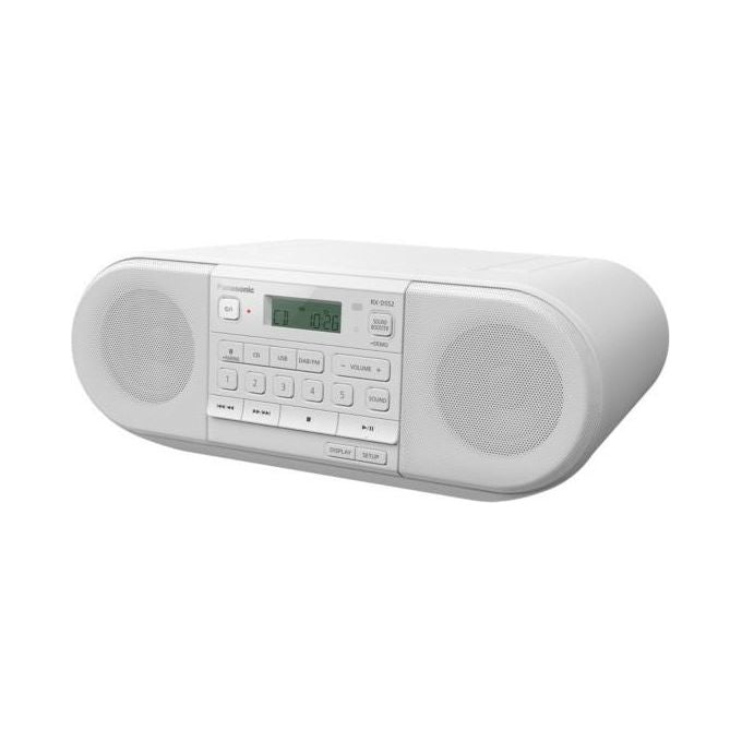 Panasonic RX-D552 Radio DAB+ Bluetooth Lettore Cd Design Vintage 20W Usb Telecomando Incluso Portatile Sound Booster Bianco