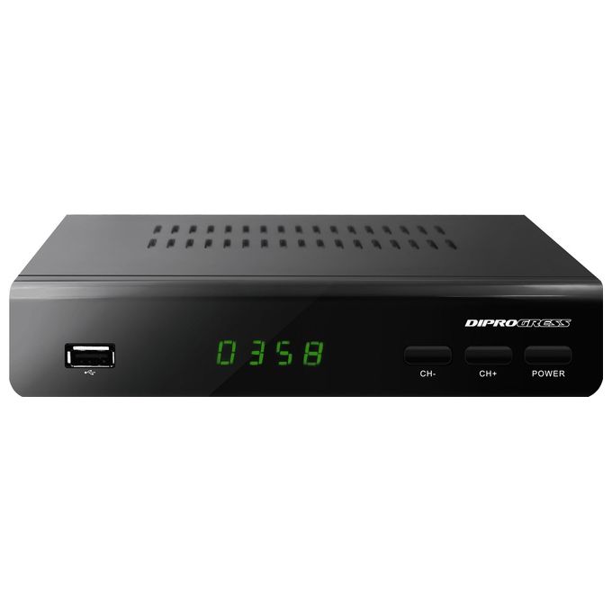 Diprogress DPT203HD Decoder Digitale Terrestre Dvb-T2 Hevc H265 10 Bit con Telecomando Universale 2 in 1