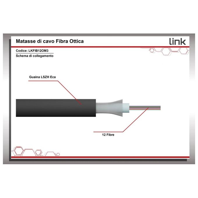 Link Cavo Fibra Ottica 12 Fibre Loose Om3 50-125 Nm Antiroditore Lszh Interno-Esterno Classe Eca