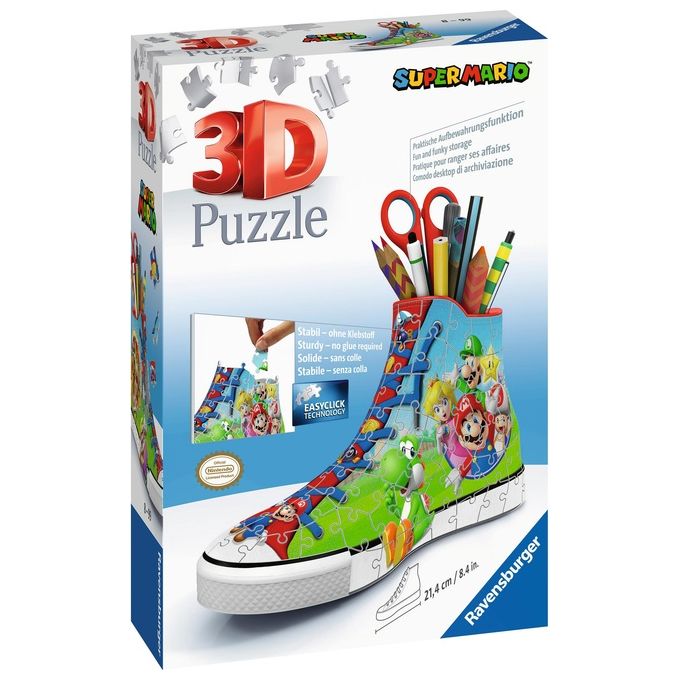 Ravensburger 11267 Puzzle 3D Portapenne Sneaker Super Mario 108 Pezzi colore Multicolore