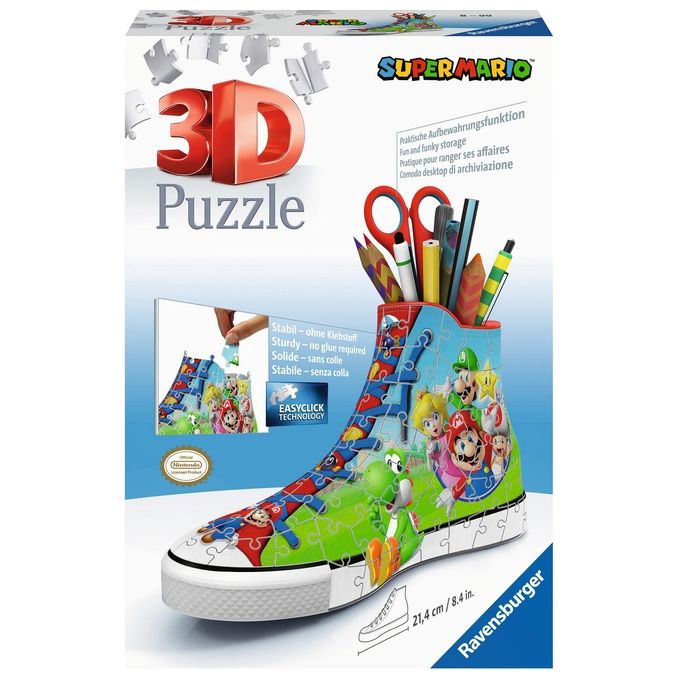 Ravensburger 11267 Puzzle 3D Portapenne Sneaker Super Mario 108 Pezzi colore Multicolore