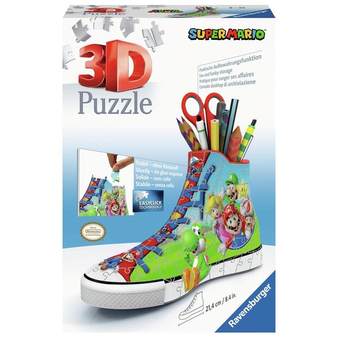 Ravensburger 11267 Puzzle 3D Portapenne Sneaker Super Mario 108 Pezzi colore Multicolore