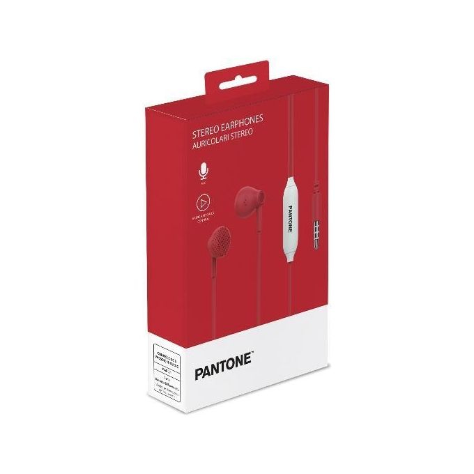 Pantone PT-WDE001R1 Wired Earphone Red1 3.5mm