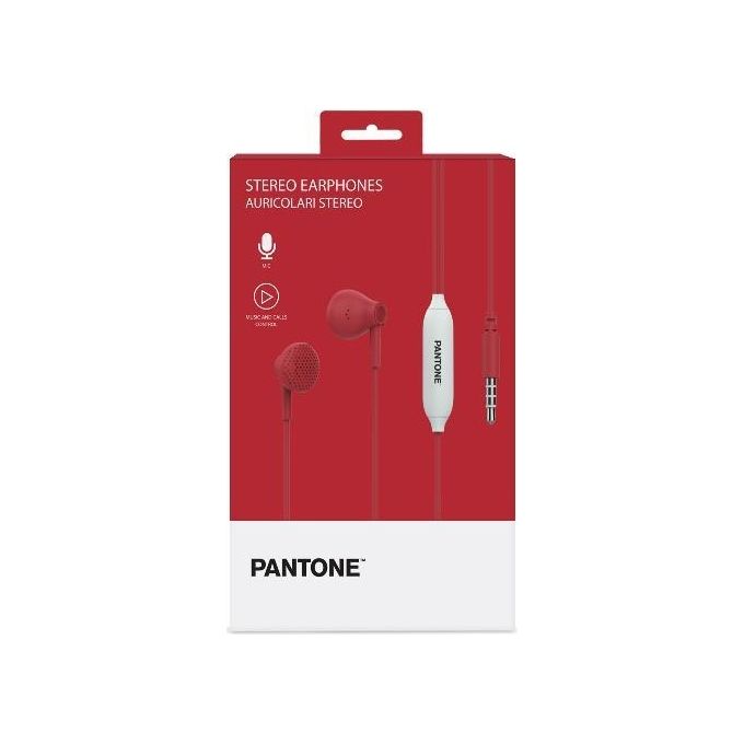 Pantone PT-WDE001R1 Wired Earphone Red1 3.5mm
