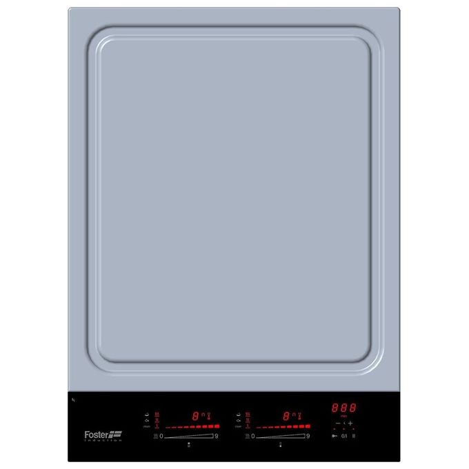 Foster 7325 455 Linea S4000 Domino Induction Piano Cottura Teppanyaki a Induzione 2 Zone indipendenti 9 Livelli di potenza Comandi Slider 38 cm Acciaio - Nero