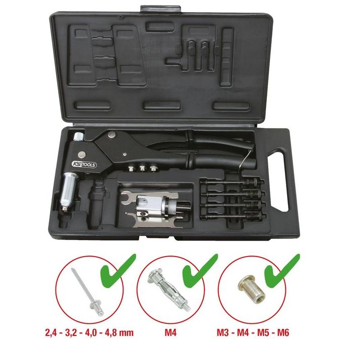 KS Tools Kit Rivettatrice Manuale 10 Pezzi