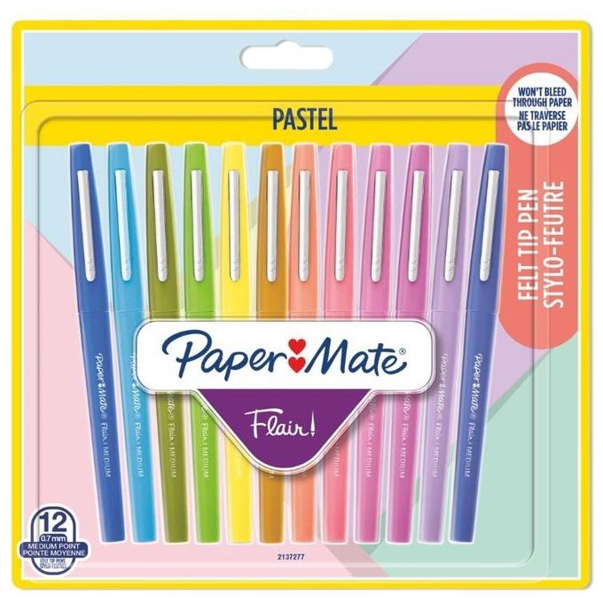 Papermate Confezione 6 Penne Flair Pastel Colori Assortiti
