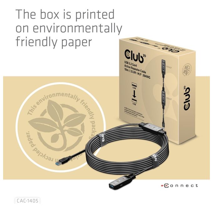 Club3d CAC-1405 Cavo USB 10mt USB 3.2 Gen 2 USB A Nero