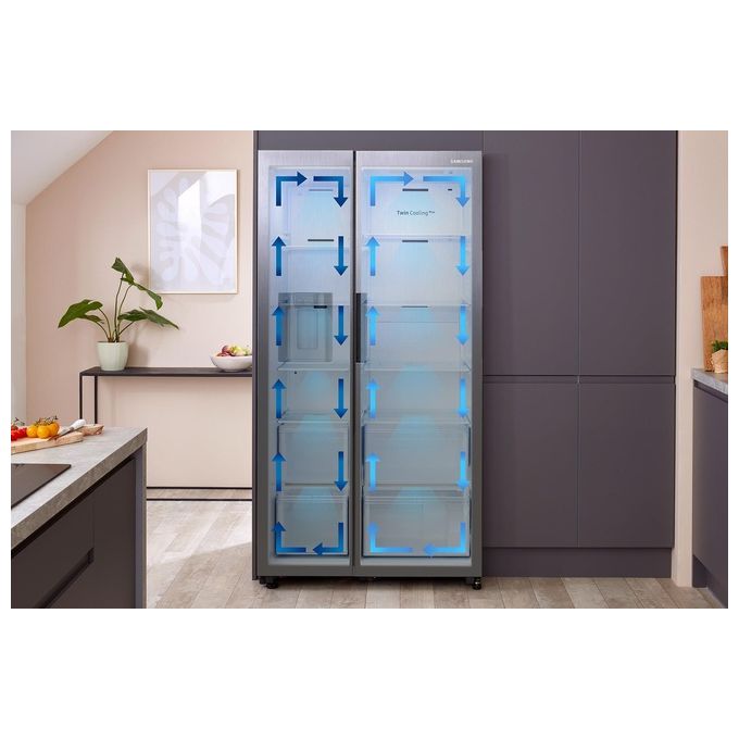 Samsung RS67A8810S9 Serie 8000 Frigorifero Side by Side Capacita' 652 Litri Classe Energetica F (A+) No Frost Premium Multiflow Plus Twin Cooling Plus 178 cm Refined Inox