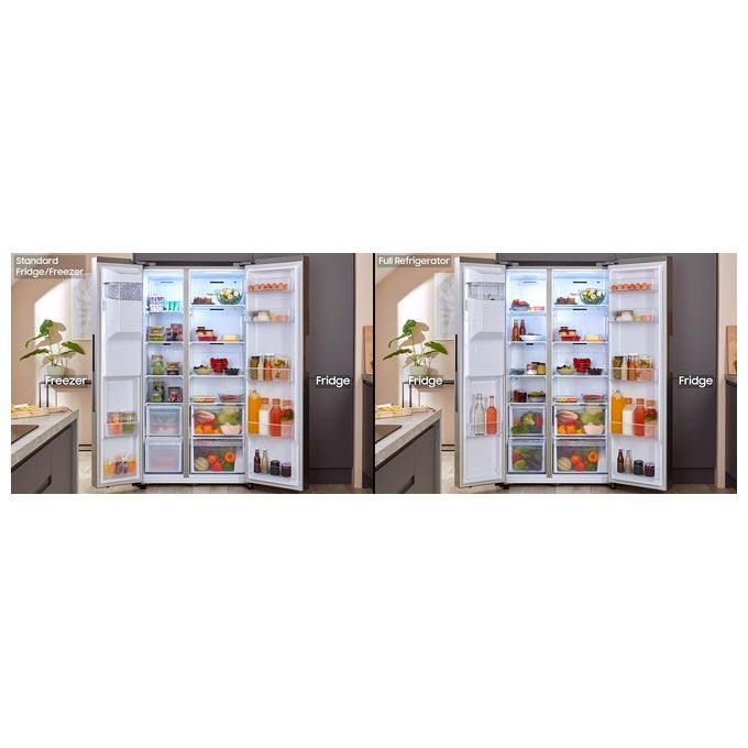 Samsung RS67A8810S9 Serie 8000 Frigorifero Side by Side Capacita' 652 Litri Classe Energetica F (A+) No Frost Premium Multiflow Plus Twin Cooling Plus 178 cm Refined Inox