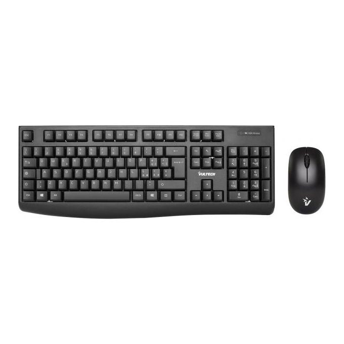 Vultech KM-821W Kit Tastiera e Mouse Wireless 2.4ghz 1600 Dpi Regolabili