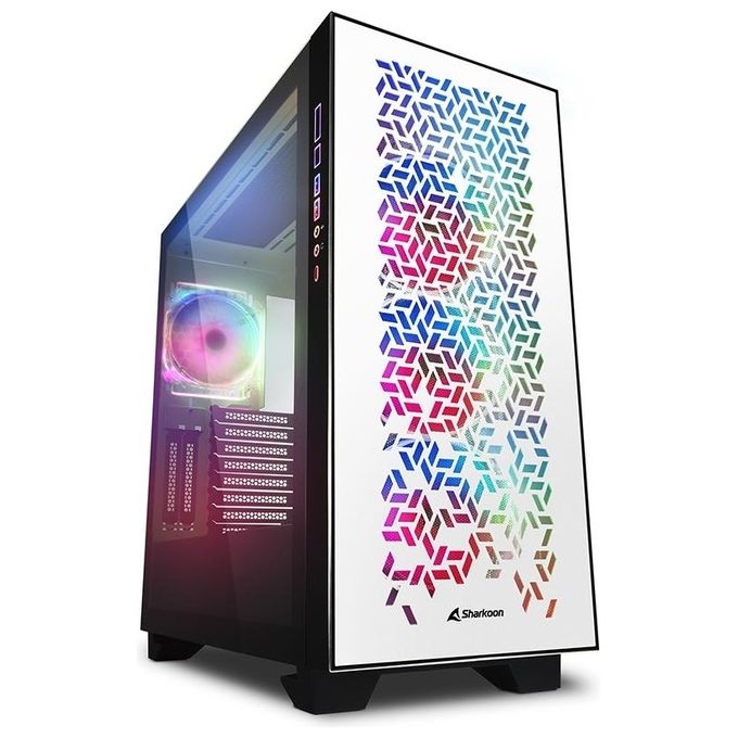 Sharkoon Elite Shark CA300H White Case Atx Vetro Temperato 8 Slot Espansione