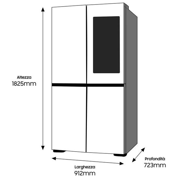 Samsung RF65A977FB1-EF Frigorifero Side by Side Family Hub Capacita' 637 Litri Classe energetica F Total No Frost Metal Cooling 182,5 cm Nero Black