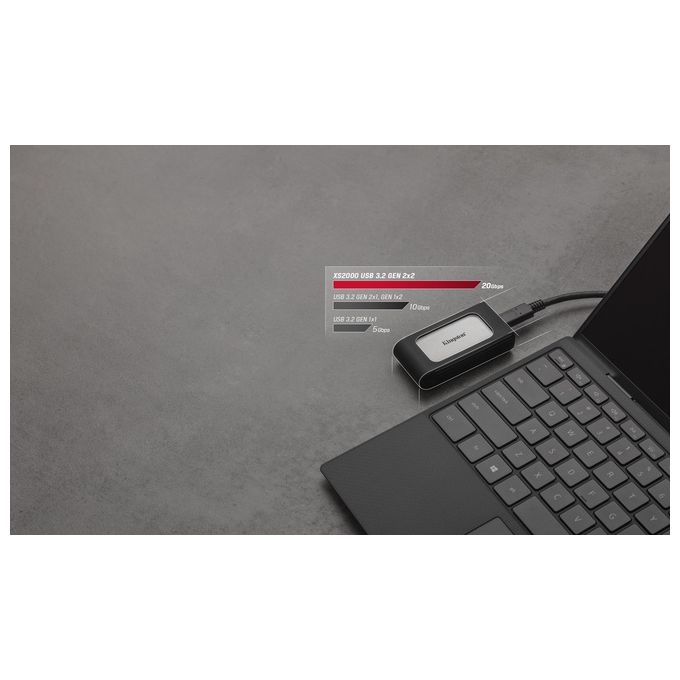 Kingston XS2000 SSD 4Tb Esterno Portatile USB 3.2 Gen 2x2 USB-C Connettore