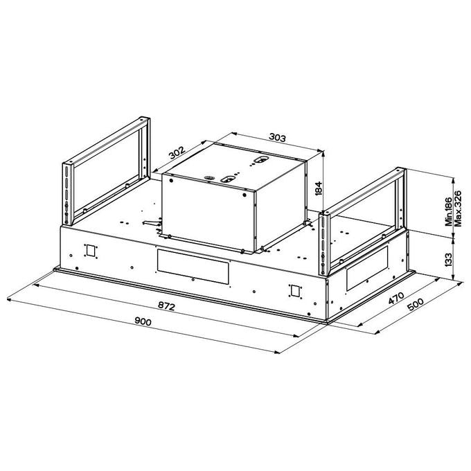 Faber 350.0615.705 C-AIR KL A90 Cappa da Incasso a Soffitto Serie C-Air 3 Velocita' Classe energetica A Potenza Assorbita 190-270 W 90 cm Nero-Marrone