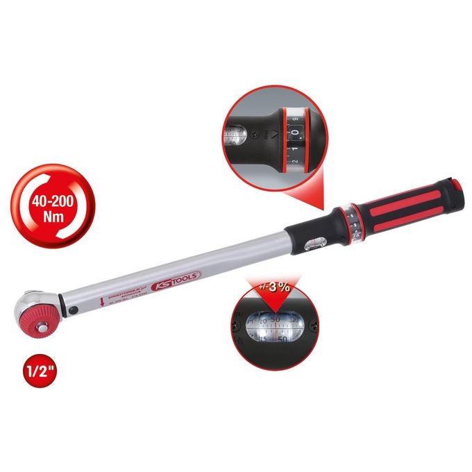 KS Tools 1-2  ERGOTORQUE 40-200 Nm adattatore per bussola