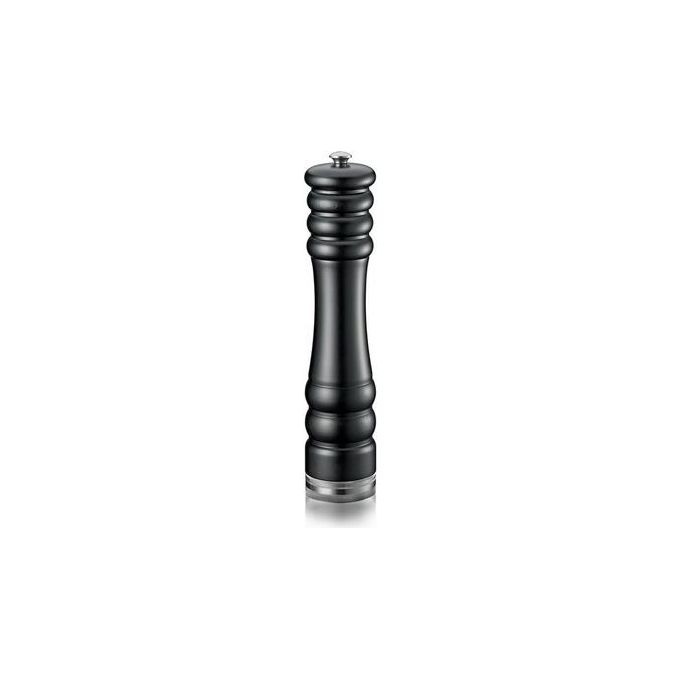 Zassenhaus M020618 Berlin Macinapepe in Legno di Faggio Nero e Acciaio Inox con Macina in Ceramica Regolabile 6 Livelli colore Nero