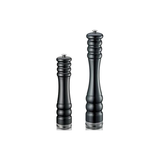 Zassenhaus M020618 Berlin Macinapepe in Legno di Faggio Nero e Acciaio Inox con Macina in Ceramica Regolabile 6 Livelli colore Nero