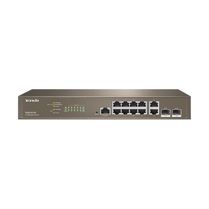 Tenda Teg5312f Switch 10 Porte Gigabit 10-100-1000 +2p Sfp Rackmount L3 Managed