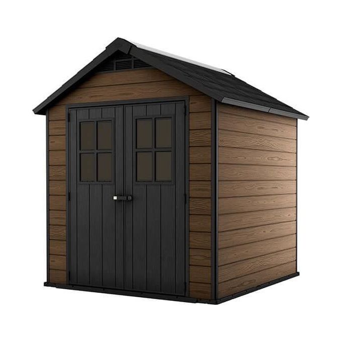 Keter Casetta da Giardino Newton 757 in Resina e Legno 228x223,5x252h Marrone