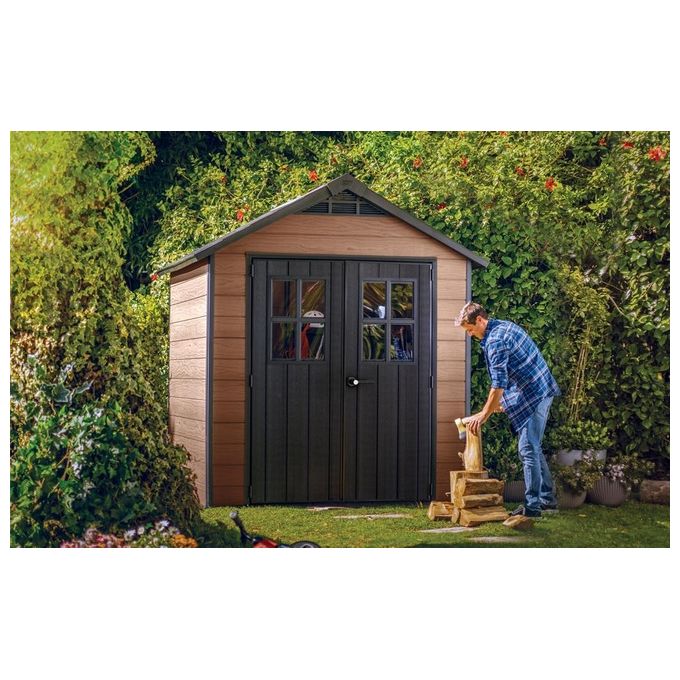 Keter Casetta da Giardino Newton 757 in Resina e Legno 228x223,5x252h Marrone
