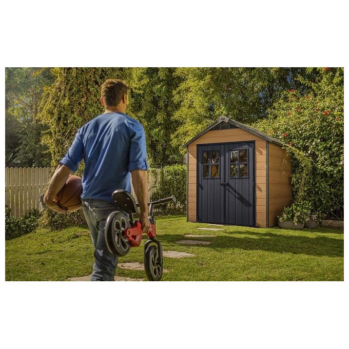 Keter Casetta da Giardino Newton 757 in Resina e Legno 228x223,5x252h Marrone