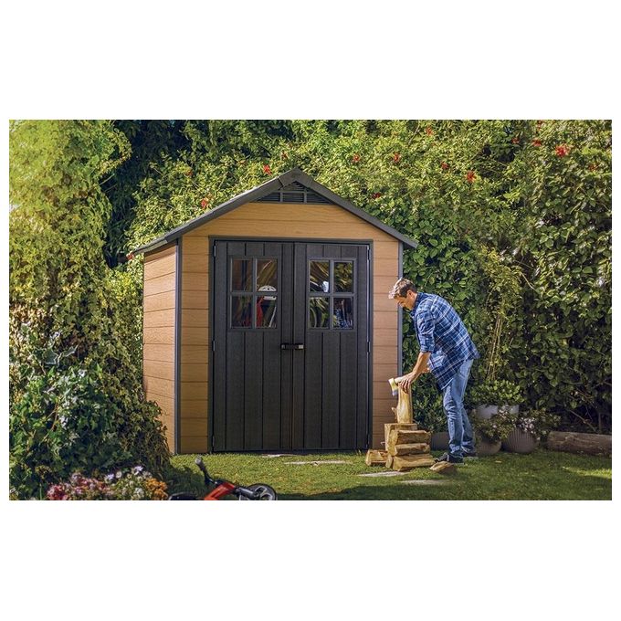 Keter Casetta da Giardino Newton 757 in Resina e Legno 228x223,5x252h Marrone