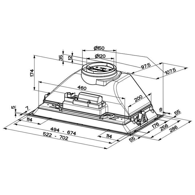 Faber 305.0599.321 INKA SMART HCS (ICH SS) A70 Cappa da Incasso Sottopensile Serie Smile 3 Velocita' Classe energetica B Potenza Assorbita 80-110 W 70 cm Inox