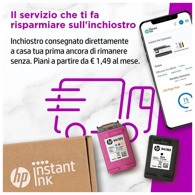 [ComeNuovo] HP Stampante multifunzione OfficeJet Pro 8022e Risoluzione 4800 x 1200 DPI A4 Wi-Fi