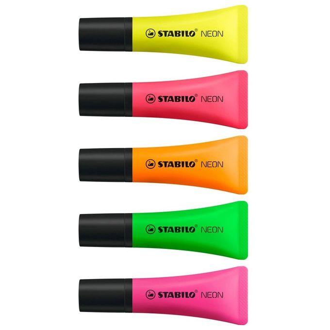 Evidenziatore - STABILO NEON - Retina da 4 - Giallo-Verde-Arancio-Rosa