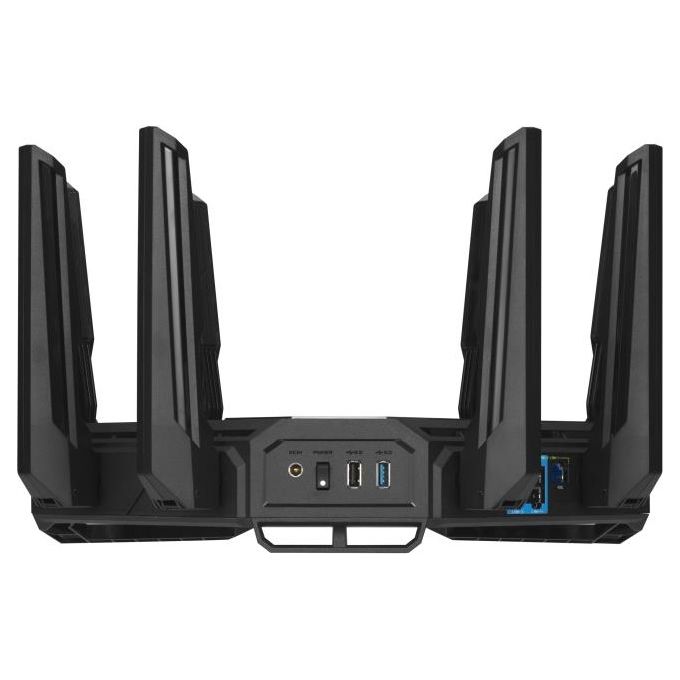 ASUS ROG Rapture GT-BE98 Router WiFi 7 Quad Band 320 MHz 4096-QAM Multi-link Doppie porte 10G WAN di backup Sicurezza di Rete supporto AiMesh Nero