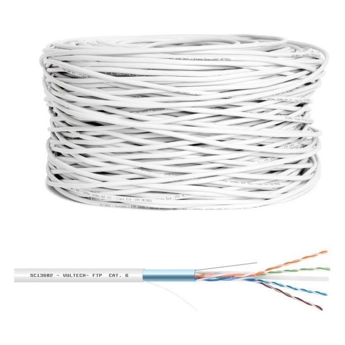 Vultech Matassa Lan Categoria 6 FTP 305 Metri 23AWG Bobina di Rete Ethernet