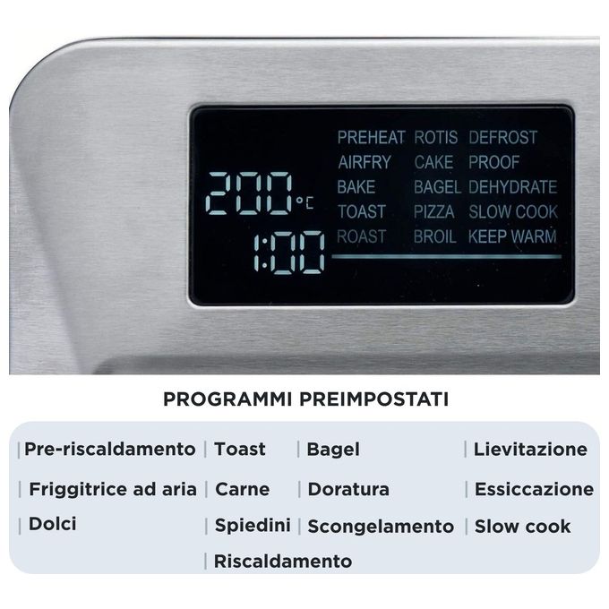 Ariete 4629 Friggitrice ad Aria e Forno 25 Litri 1700W 15 Funzioni di Cottura Silver
