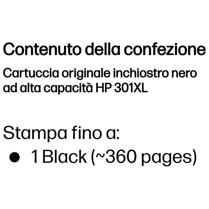 Hp cartuccia inchiostro 301xl nero 480 pagine