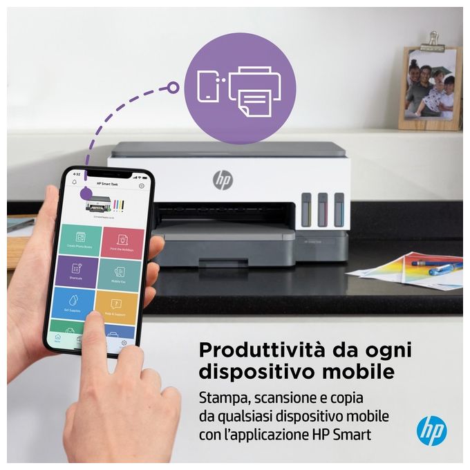 HP Smart Tank Plus 7005 AiO (28B54A) Stampante Multifunzione A4 con serbatoio di inchiostro ad alto volume di stampa stampa fronte-retro automatica scansione copia Wi-Fi HP Smart Bianco
