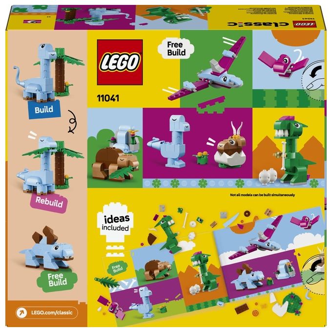 LEGO 11041 Dinosauri Creativi Set di Costruzioni con 450 Pezzi per Bambini 5+ Anni con T. rex Triceratopo Pterosauro Brontosauro e Cucciolo nell'uovo colore Multicolore