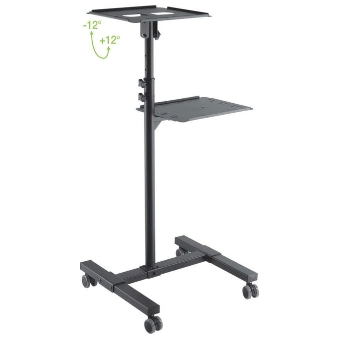 Techly 362145 Carrello per Proiettore Notebook Regolabile con Mensola Nero