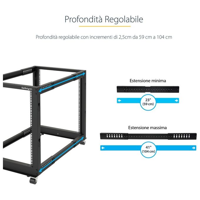 StarTech.com Armadio Server rack 4 Staffe a Telaio Aperto 25u reg