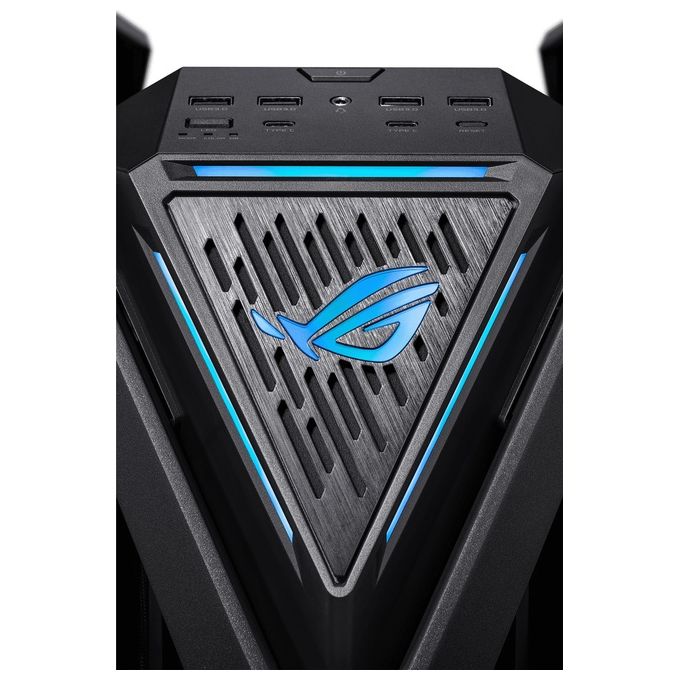 ASUS ROG Hyperion GR701 BTF Edition Case Gaming Chassis E-ATX Supporto MB con Connettori Posteriori VGA in Metallo 4 ventole da 140 mm Doppi Dissipatori da 420 mm Ricarica Rapida 60 Watt Nero