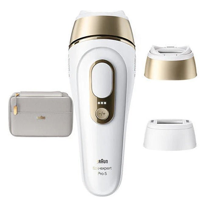 Braun PL5210 Silk-expert Pro 5 Epilatore a Luce Pulsata IPL 10 livelli intensita' sensore tono pelle 400000 lampi colore Oro Bianco
