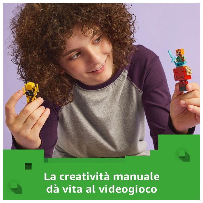 LEGO Minecraft Battaglia sul Ponte del Nether Gioco d'Avventura per Bambini e Bambine da 6 Anni Piccolo Set da Costruire con Funzioni e 4 Personaggi del Videogioco Idea Regalo di Compleanno 21266
