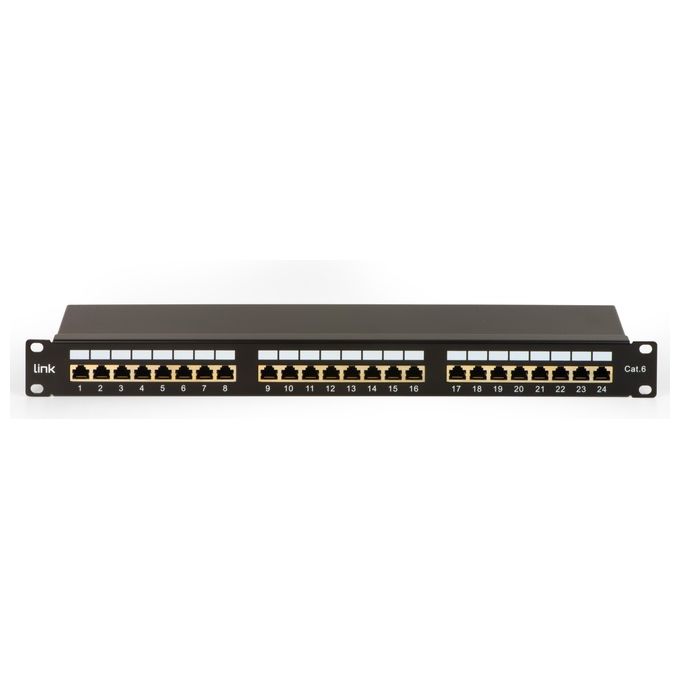 Link Pannello Patch per Reti con 24 Porte Rj45 Cat 6 Schermato 19'' Colore Nero