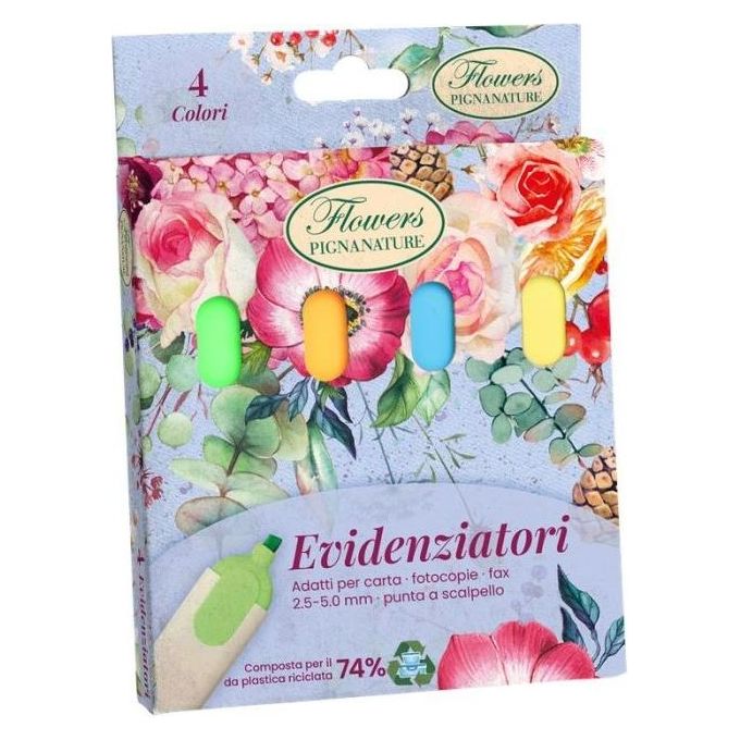 Pigna Blister Evidenziatori 4 Colori Nature Flowers