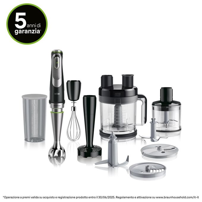 Braun MultiQuick 9 MQ 9187XLI 0.6 Litri Frullatore ad Immersione 1200W Nero-Acciaio Inossidabile